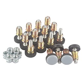 CSFMC Furniture Leveler PTFE(Teflon) Bottom(20mm Base 1/4-20,16 Pack),Threaded Shank Adjust Pads,Table/Chair/Cabinet/Sofa Medium Adjustable Legs Leveling,Nuts Installation and Floor Protection
