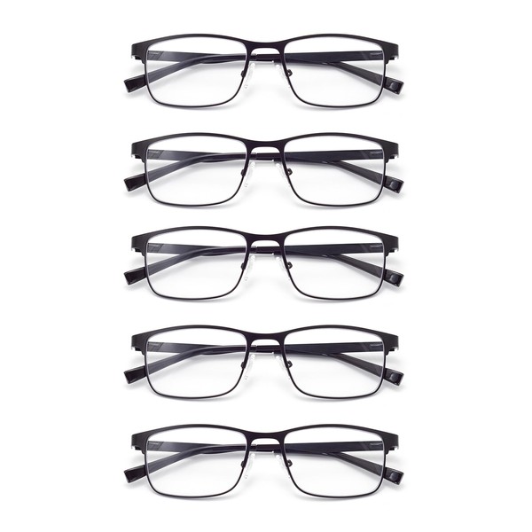 FoxMook 5-Pack Reading Glasses for Men Women Spring Hinge Readers