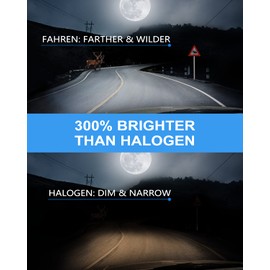 Fahren H11/H8/H16 LED Fog Light Bulbs, 350% Brighter Fanless Conversion Kit, 6500K Cool White Fog Lamps, 6000 Lumens Play and Plug, Halogen Replacement Bulbs for Cars, Trucks, SUVs (Pack of 2)