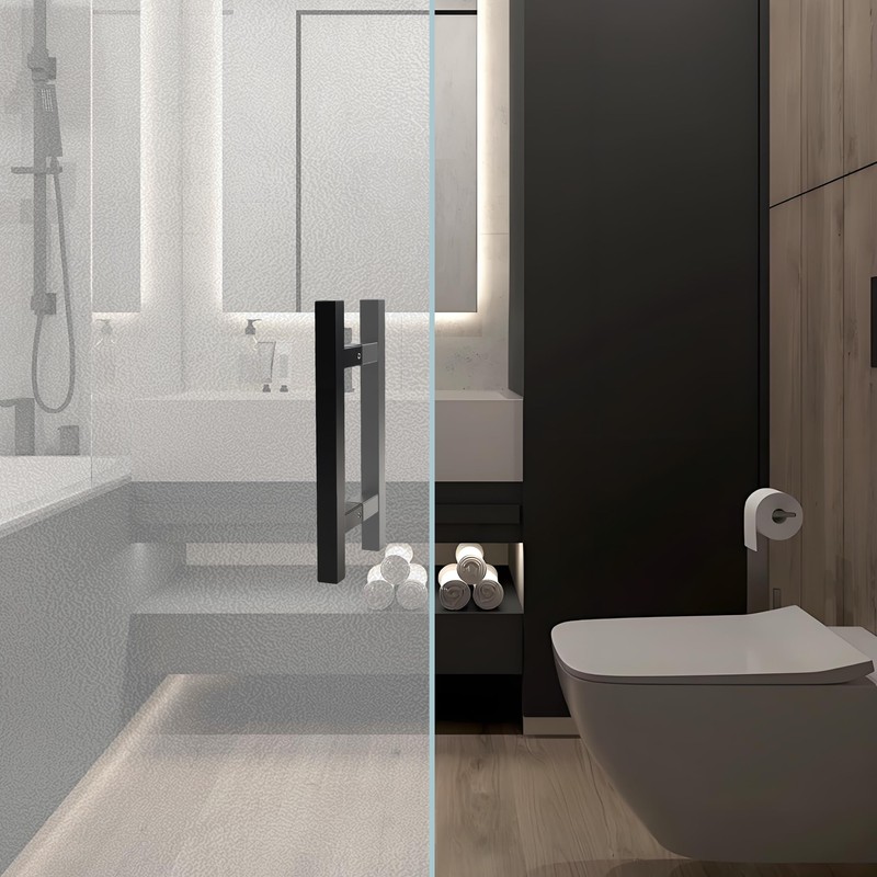 Rackickyer Back to Back Ladder Shape Frameless Glass Shower Door