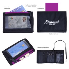 Elephant Children's Wallet Hero Signature Wallet Key Chain Wallet Girls Boys ID Cover Purse Student Purse, Tiff Purple 13020 Purple Black, Modern