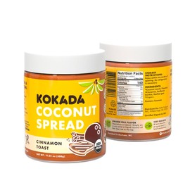 Kokada Coconut Spread, Cinnamon Toast (11oz Jars, Pack of 2 Jars) - Peanut Free, School Safe Snack, Organic Ingredients, Vegan, Gluten Free Spread, Peanut Butter, Sunflower Seed & Cookie Butter Alternative