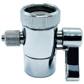 ZIGZAGSTORM Kitchen Sink Faucet Water Filter Diverter Valve for Push on 1/4 inch Tubing Replacement Part Adapter with M22 X M24 Connector,Brass Body,Chrome Plated Made In Taiwan