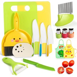 LYBH-HJY Montessori Herramientas de Cocina para niños,Cuchillos para Niños,Juego de Cocina Infantil para Cocinar y Cortar Pasteles (Verde-02)