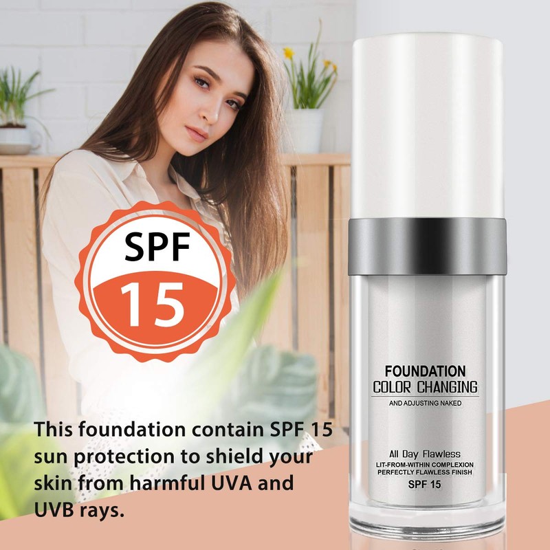 30ML Flawless Colour Changing Warm Skin Tone Foundation,Naturally Blends Moisturizing