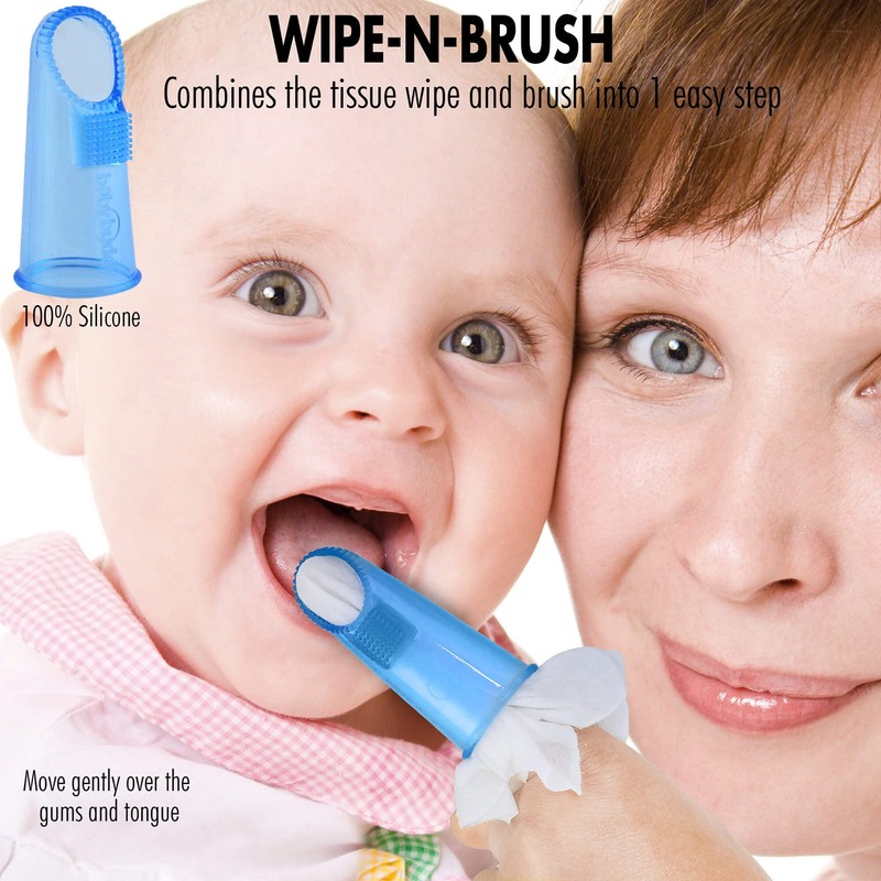 Brilliant Wipe N Brush by Baby Buddy, Silicone Toothbrush, Cleaner