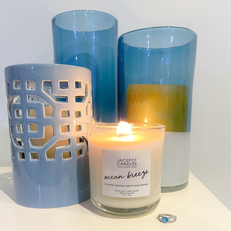 Ocean Breeze Candle with Ring Inside (Surprise Jewelry Valued at