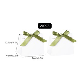 20Pcs Small White Gift Bags with Ribbons, White Party Bags Mini Gift Bags for Birthday Wedding Baby Shower(Green)