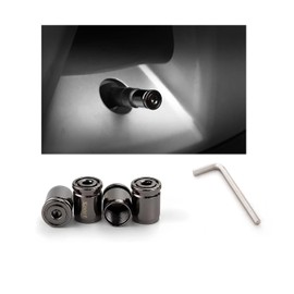 Alieemo 4PCS Car Tire Valve Stem Cap, Anti-Theft Locking Zinc Alloy Stem Covers, Auto Wheel Cap Sets with O Rubber Seal, Universal Car Accessories Fit for Trucks, Motorcycles, Bicycles (Black)