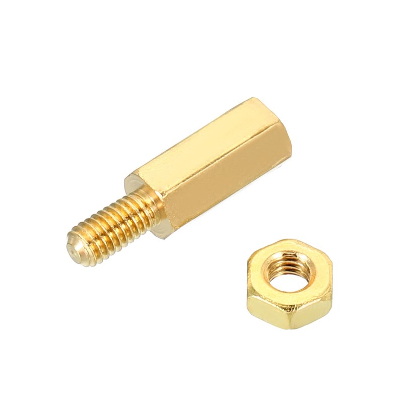 PATIKIL 10mm+6mm M3 Standoff Screws, 40 Pack Brass Hex PCB