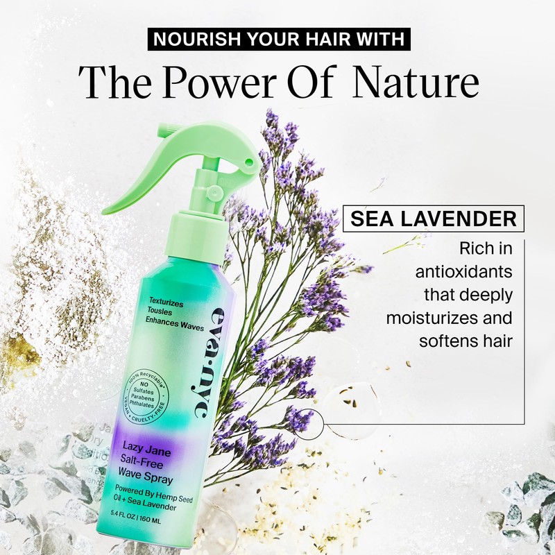 Eva NYC Lazy Jane Wave Spray, Salt-Free Texture , Non-Sticky
