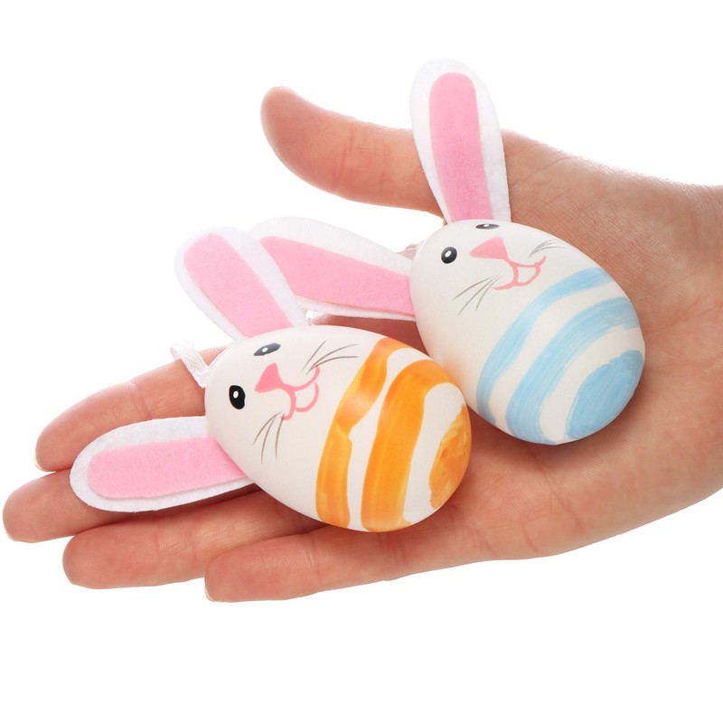 com-four® Easter Eggs in Bright Colours and Designs with Ribbon