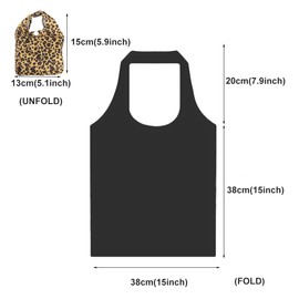 FAVORTALK Fold Up Shopping Bag In Pouch 2 Pcs Large Capacity Grocery Bags with Flowers Pattern Durable Washable Waterproof Shopper Bags Folding with Leopard Pattern - D24215