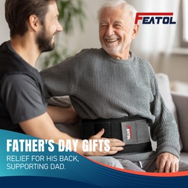 FEATOL Back Support Belt for Men & Women,Lumbar Belt for Lower Back Pain,Breathable Back Brace with Lumbar Pad for Scoliosis, Herniated Disc, Sciatica, Heavy Lifting & Working(Waist Size:68"-74.8")