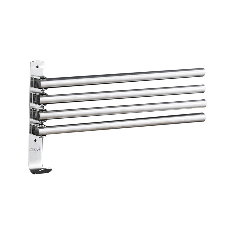Swivel Out Towel Racks with Hooks 4-Bars Foldable Arms Bath
