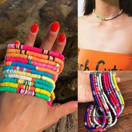 Potosala 2600 x 6 mm Polymer Clay Flat Beads Vinyl Disc Beads Handmade Beads Disc Flat Round Beads Loose Spacer Beads for Bracelet Earring Necklace Jewellery Making (2600 Pieces)