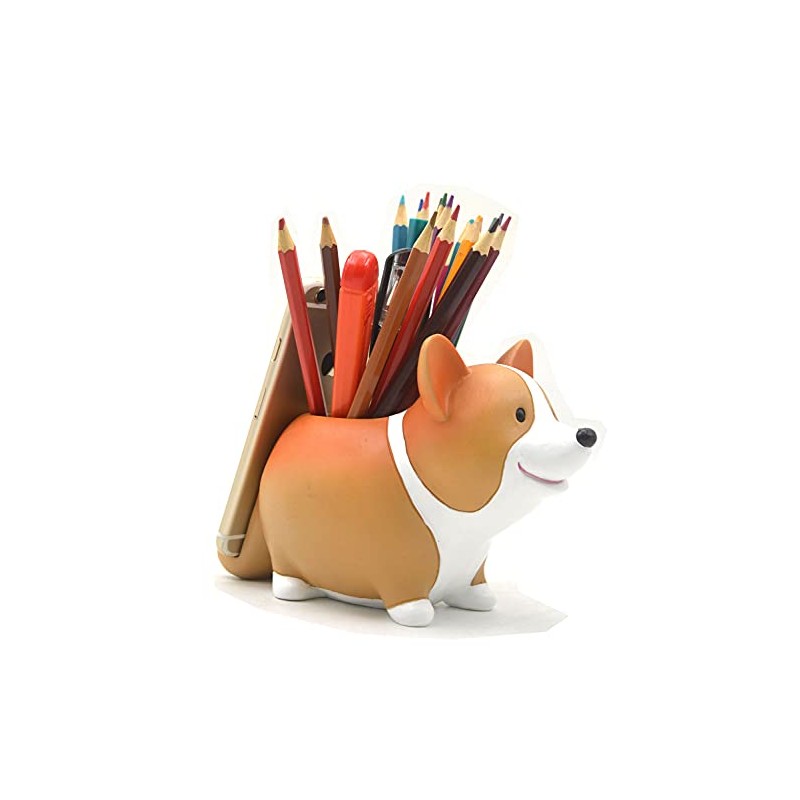 MONMOB Creative Cute Desk Accessories Corgi Pen Pencil Holder with