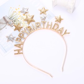 JERTOCLE - Diadema de cumpleaños con purpurina para mujer, accesorios para el cabello, decoración de día festivo (estrella de cumpleaños)