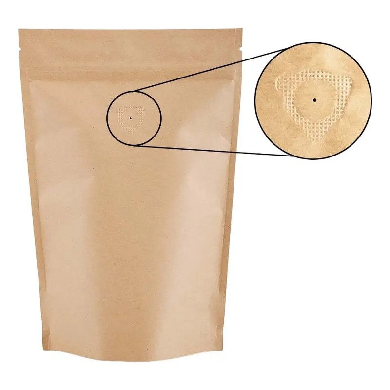 Bolsa Czipper Kraft Laminada 454g Cválvula Para Café 100pz