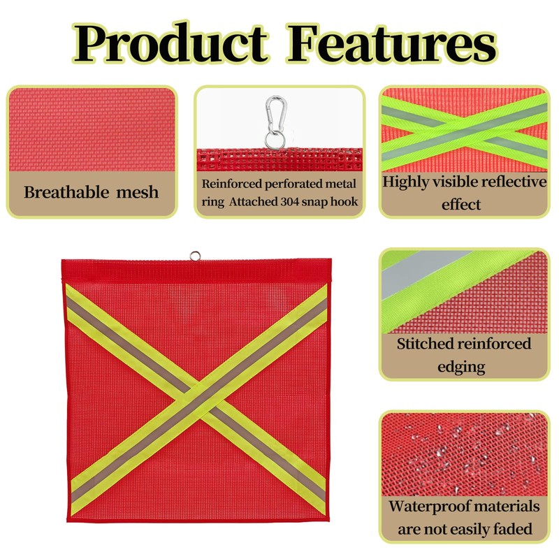 Safety Flags for Trucks 18 x 18 Inch, 4 Pack