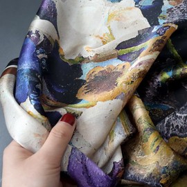 Govmeie 100% Pure Mulberry Silk Scarf 27"x27" Natural Silk Breathable Lightweight Digital Printed Neckerchief Scarves– for Women Sleeping Hair Wrapping Gift Packed