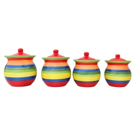 Tuscany Colorful Hand Painted Ceramic Rainbow Collection by ACK (4pc Canister Set)