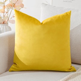 Artscope Velvet Cushion Cover Decorative Cushion Sofa Cushion Lumbar Cushion Throw Cushion Cover Sofa Bedroom 45 x 45 cm Golden Yellow