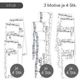 dv_431 Set of 12 Bookmarks with Confetti Motif and Beautiful Sayings, 3 Designs, for Girls, Teenagers, Women