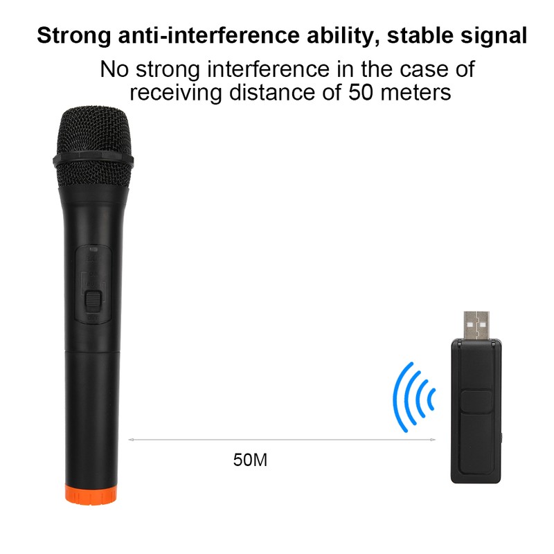 Black ABS Plastic Professional Universal Handheld VHF Wireless Microphone USB