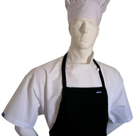 CHEFSKIN 4X Jet Black Adult Chef Set (Apron+hat) Adjustable, Ultra Lite Fabric XXXXL