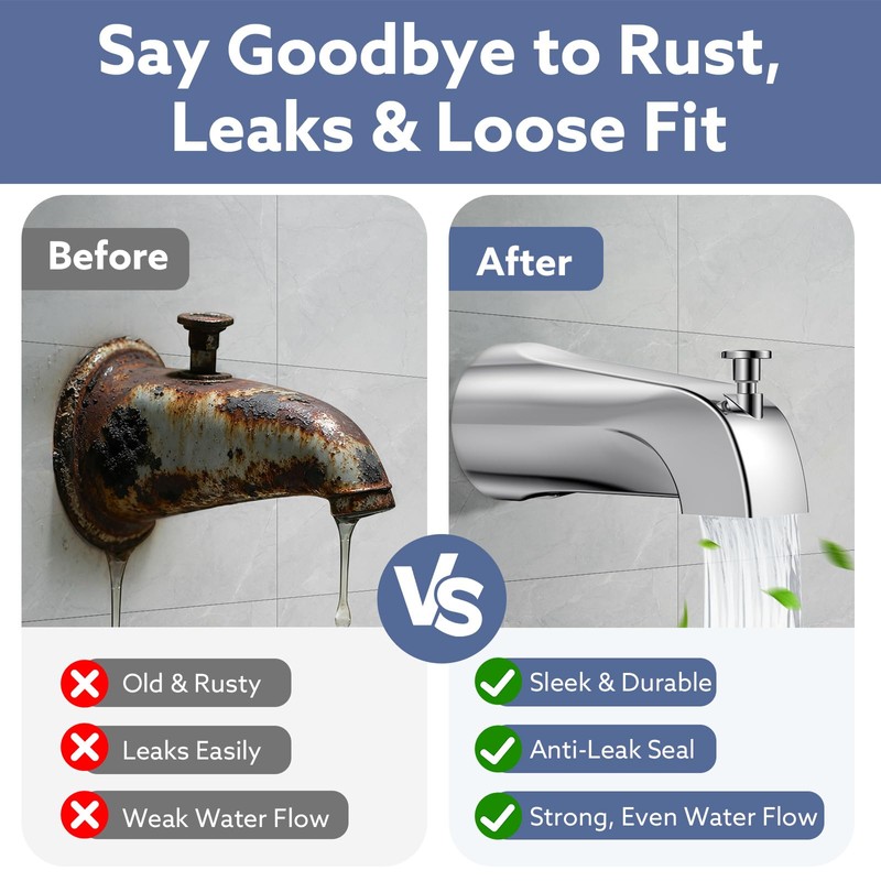 Tub Spout with Diverter – Slip-Fit Bathtub Faucet Spout Replacement,