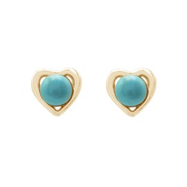 Turquoise Heart Gemstone Stud Earrings 925 Sterling Silver Earrings for Women Small Jewelry Gift for Women, Sterling Silver, Turquoise