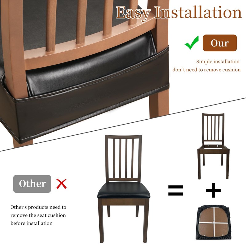 WUSOUPU Waterproof Dining Chair Seat Covers Leather Kitchen Seat Covers,
