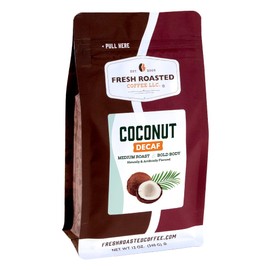 Fresh Roasted Coffee, Decaf Coconut Flavored Coffee, 12 oz, Medium Roast, Kosher, Whole Bean