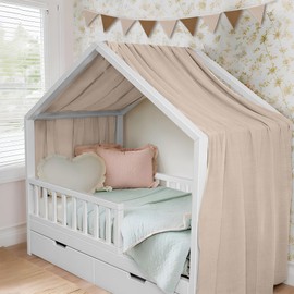 ToxyJopy House Bed Canopy Made of 100% Muslin Cotton - Handmade House Bed Decoration with Fabric Curtain - Bed Canopy for House Bed