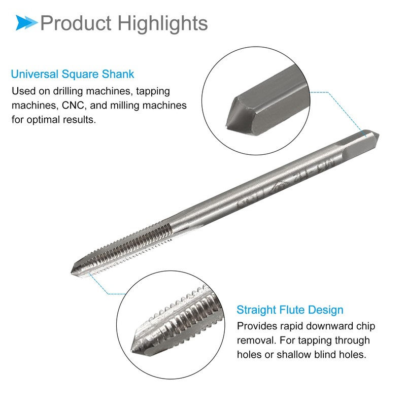 CoCud Metric Machine Tap, M3 Thread Size, HSS 4 Straight
