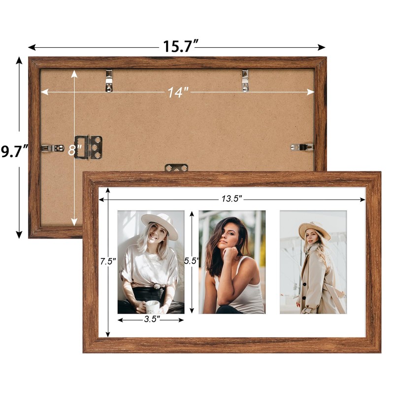 KSROECUD 8x14 Collage frame with 3 Openings 4X6 Pictures, Multiple