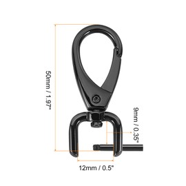 sourcing map 4Pcs Swivel Clasps Hook, 12mm(0.5 Inch) D Ring Detachable Snap Hook Metal Lobster Claw Clasp Hook with Screwdriver for Purse Keychain DIY Craft, Black