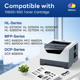 TN650 TN-650 Toner Cartridges Replacement for Brother TN650 TN620 High Yield DCP-8080DN HL-5340D HL-5370DW MFC-8480DN MFC-8680DN MFC-8690DW MFC-8890DW Printer Ink, 2 Black