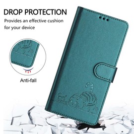 PEIYE Case for Oppo Reno 13 5G, Wallet Synthetic Leather Magnetic Flip Cover, Card Holder, Book Style, Foldable Kickstand, Full Protection, Shockproof -Dark Green