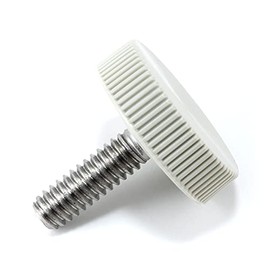 1/4"-20 x 3/4" Thumb Screw Stainless Steel - Gray Knurled Round Plastic Oversized Knob - Standard/Coarse Thread Thumbscrew - Length: 0.750" - Proudly Built in USA - Package of (10)