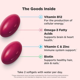 Olly Ultra Women's Multi Softgels, Overall Health and Immune Support, Omega-3s, Pink, 60 Count | OLLY