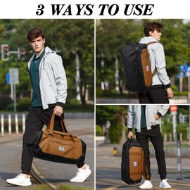 Laripwit Travel Duffle Bag for Men - 40L Sports Gym Bag with Shoe Compartment and Wet Pocket - Versatile for Weekender Overnight Bag for Women Medium Traveling Backpack, Brown