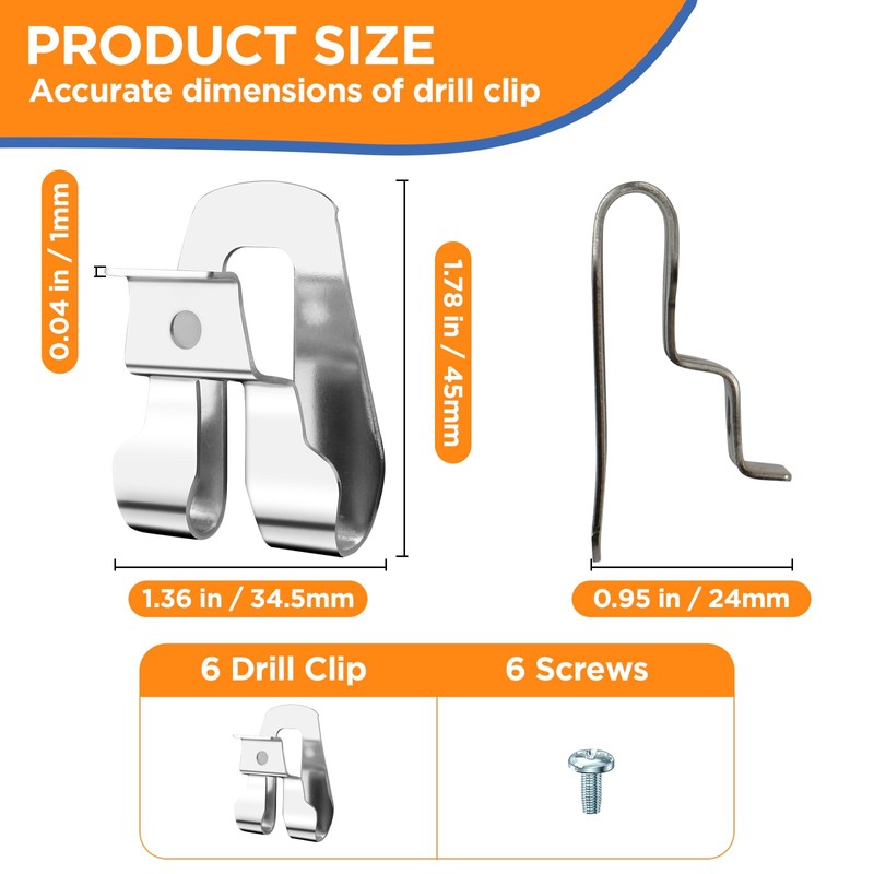 MARRTEUM 6PCS Belt Clip for Ryobi, 304 Stainless Steel Drill