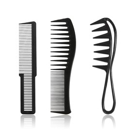 TSLRSA 3 Piece Comb Kit - Styling Comb for Men and Women, Coarse Comb, Precision Comb and Double Edges Highlight Comb for Curls, Strong, Durable, Antistatic Hair Comb (Black)