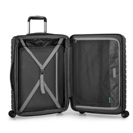 Traveler's Choice Archer Polycarbonate Hardside Spinner Luggage Set, Tie Down Straps, Black, Checked 25-Inch