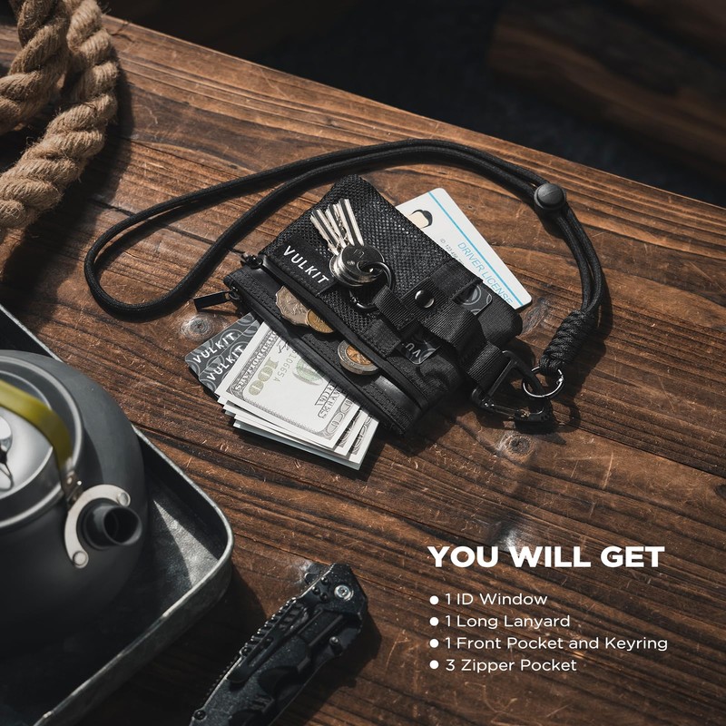 VULKIT Minimalist Small Wallet with ID Window, RFID Blocking Card