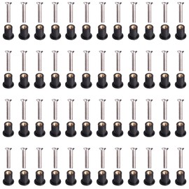 MAYEHAY 48 Pairs M5 Neoprene Well Nuts with Stainless Steel Crosshead Bolts Well Nuts Kit for Kayak Motorcycle Windscreen Accessories,Neoprene nut Contains Brass Nuts Copper nut
