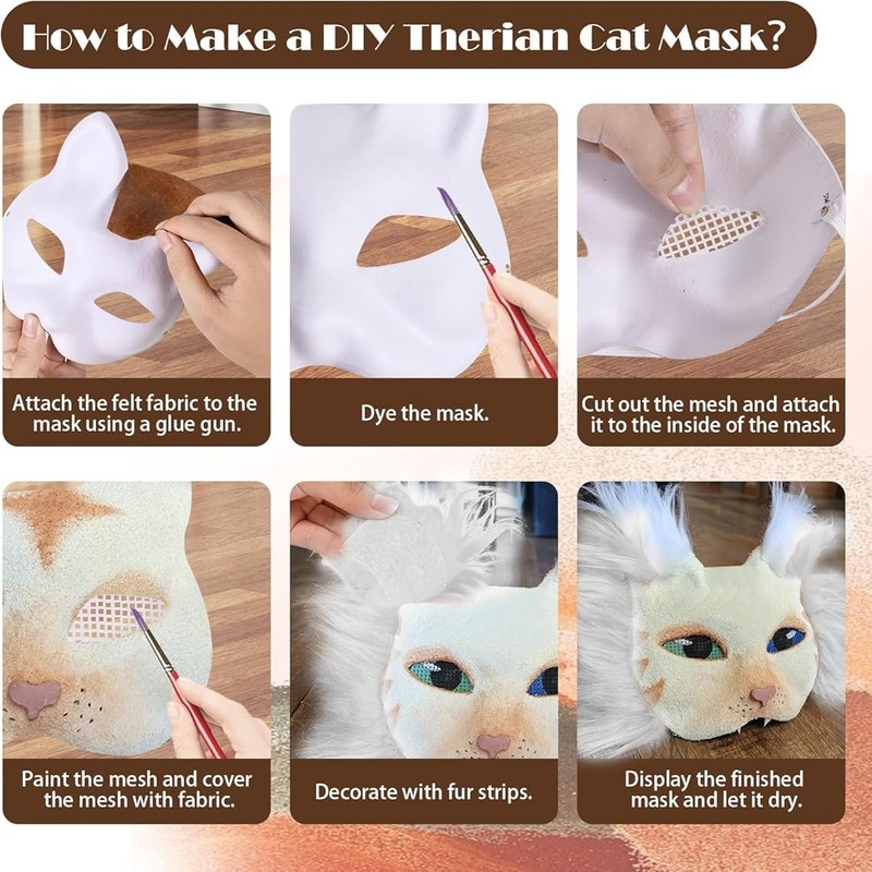 DIY Therian Mask Kit for Boys Girls - 6 Blank