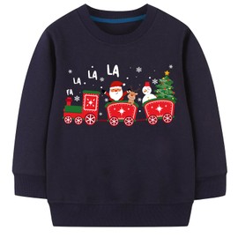 Chipeler Toddler Boys Girls Christmas Sweatshirt Kids Santa Reindeer Snowman Train Tops Xmas Boys Sports Sweatshirt Gift 7 Years